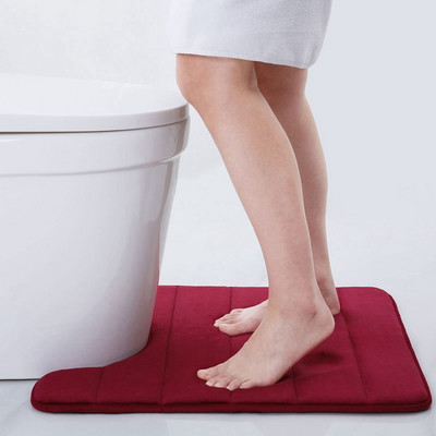 Olanly Kupaonski tepih u obliku slova U Mekana upijajuća memorijska pjena Podni tepih Debeli koraljni baršunasti jastučić za noge Neklizajuća dekoracija WC prostirke za kupaonicu
