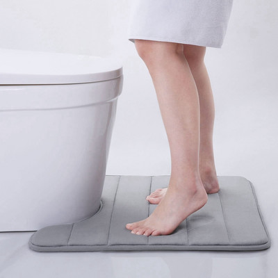 Olanly Kupaonski tepih u obliku slova U Mekana upijajuća memorijska pjena Podni tepih Debeli koraljni baršunasti jastučić za noge Neklizajuća dekoracija WC prostirke za kupaonicu