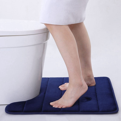 Olanly Kupaonski tepih u obliku slova U Mekana upijajuća memorijska pjena Podni tepih Debeli koraljni baršunasti jastučić za noge Neklizajuća dekoracija WC prostirke za kupaonicu