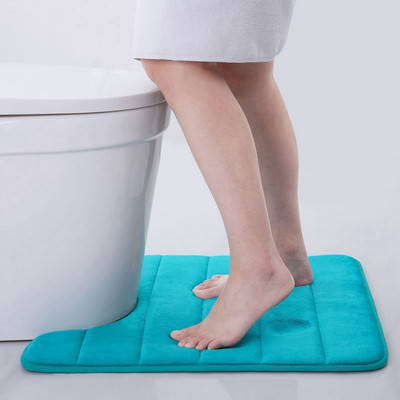 Olanly Kupaonski tepih u obliku slova U Mekana upijajuća memorijska pjena Podni tepih Debeli koraljni baršunasti jastučić za noge Neklizajuća dekoracija WC prostirke za kupaonicu