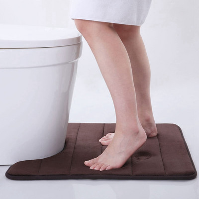 Olanly Kupaonski tepih u obliku slova U Mekana upijajuća memorijska pjena Podni tepih Debeli koraljni baršunasti jastučić za noge Neklizajuća dekoracija WC prostirke za kupaonicu
