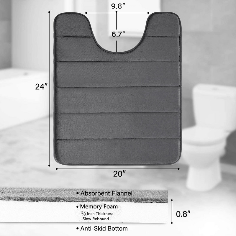 Olanly Kupaonski tepih u obliku slova U Mekana upijajuća memorijska pjena Podni tepih Debeli koraljni baršunasti jastučić za noge Neklizajuća dekoracija WC prostirke za kupaonicu