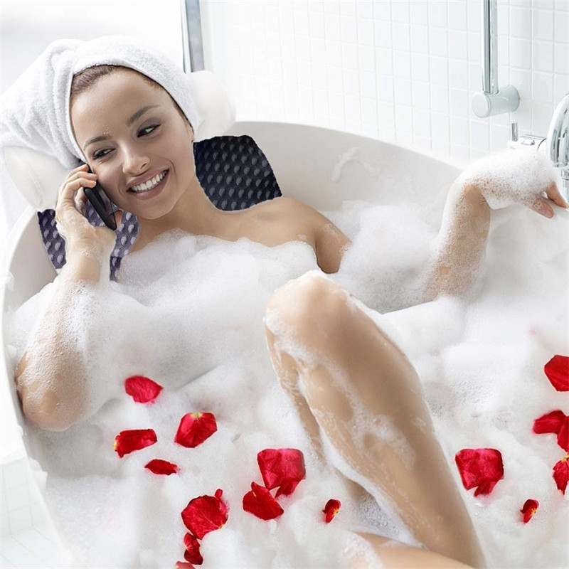 Jastuk za kupanje protiv klizanja, jastuci za kadu, jastuk za kupanje, jastuk za kupanje, naslon za glavu, s vakuumskim čašicama za vrat, leđa Kupaonski pribor