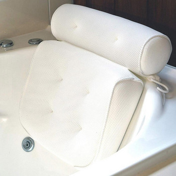 Дишаща 3D мрежеста спа възглавница за баня с вендузи за опора на врата и гърба Спа възглавница за домашна гореща вана Аксесоари за баня O2H5