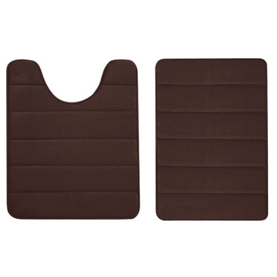 Olanly 2PCS vannas istabas paklāju komplekts, neslīdošs, absorbējošs dušas paliktnis, mīksts atmiņas putas, U-veida tualetes paklājs un taisnstūra grīdas vannas paklājs