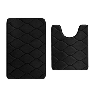 Olanly 2PCS vannas istabas paklāju komplekts, neslīdošs, absorbējošs dušas paliktnis, mīksts atmiņas putas, U-veida tualetes paklājs un taisnstūra grīdas vannas paklājs