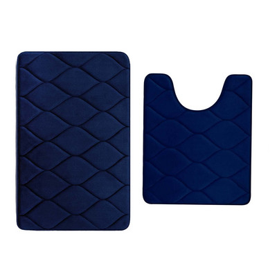 Olanly 2PCS vannas istabas paklāju komplekts, neslīdošs, absorbējošs dušas paliktnis, mīksts atmiņas putas, U-veida tualetes paklājs un taisnstūra grīdas vannas paklājs