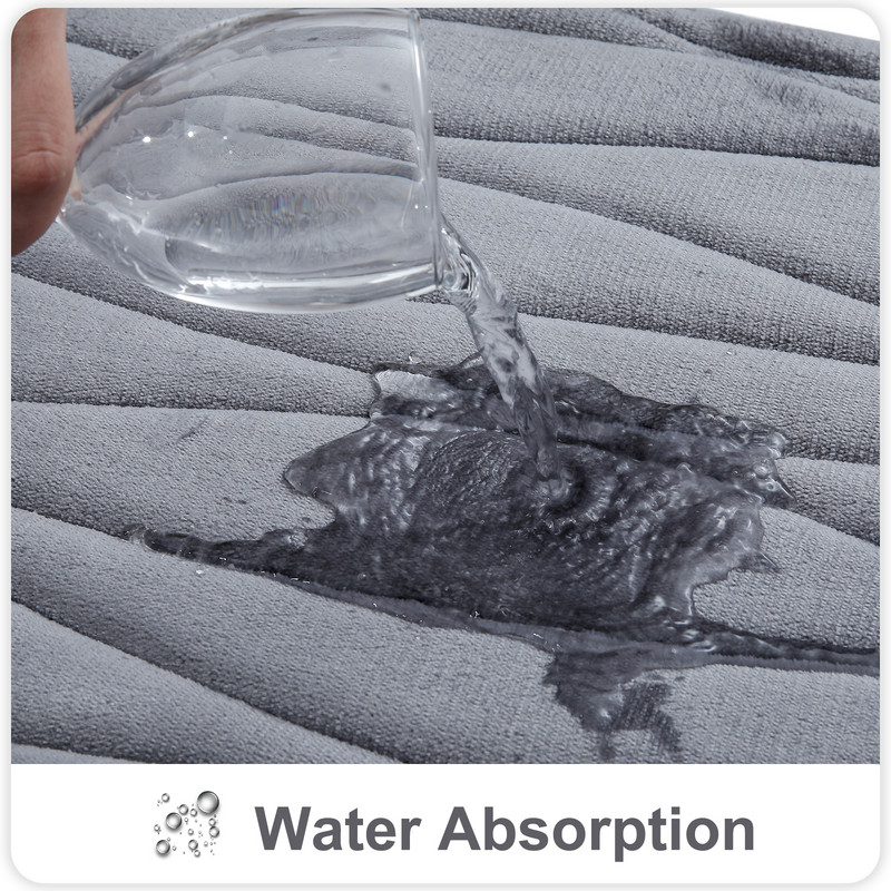 Olanly 2PCS vannas istabas paklāju komplekts, neslīdošs, absorbējošs dušas paliktnis, mīksts atmiņas putas, U-veida tualetes paklājs un taisnstūra grīdas vannas paklājs