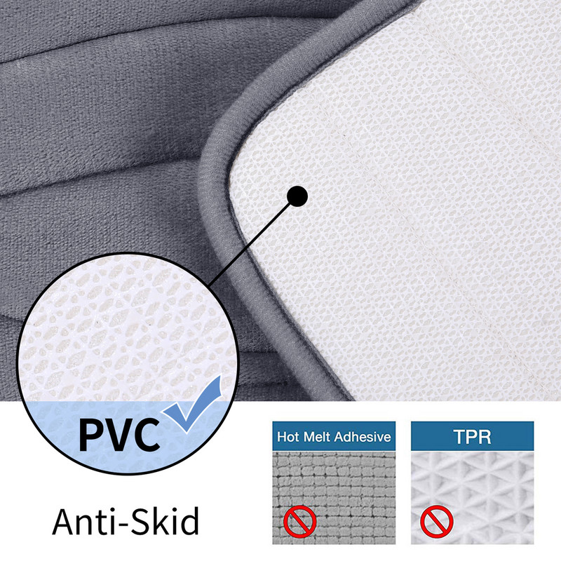 Olanly 2PCS vannas istabas paklāju komplekts, neslīdošs, absorbējošs dušas paliktnis, mīksts atmiņas putas, U-veida tualetes paklājs un taisnstūra grīdas vannas paklājs