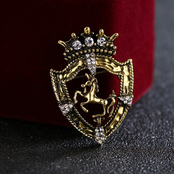 i-Remiel New Vintage Rhinestone Small Crown Prancing καρφίτσα για ανδρικό κοστούμι Corsage Horse pin πέτο σήμα Ρούχα και αξεσουάρ