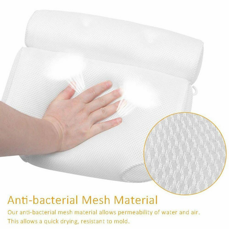 Elpojošs 3D tīklveida spa vannas spilvens ar piesūcekņiem Atbalsta piederumi Karstā kakla mugura un SPA spilvens Vannas istabas vanna mājām M7P3