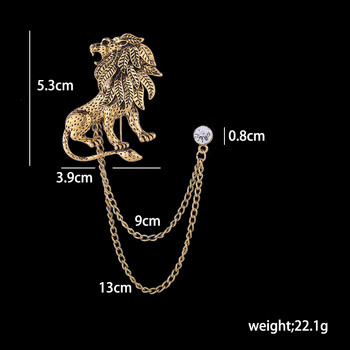 Κορεάτικη μόδα Κρυστάλλινο λιοντάρι καρφίτσα καρφίτσα με φούντα ζώων καρφίτσες πέτο ανδρικό πουκάμισο βρετανικού στυλ γιακά αξεσουάρ ένδυσης