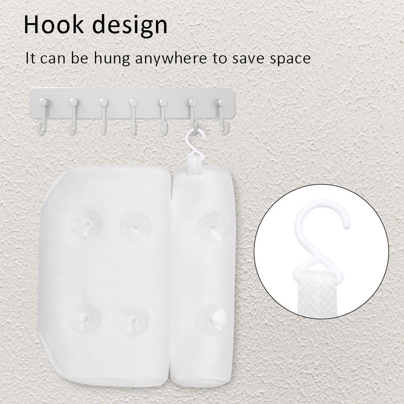 Elpojošs 3D tīklveida spa vannas spilvens ar piesūcekņiem Kakla un muguras neslīdošs vannas galvas balsta spilvens Vannas istabas piederumi