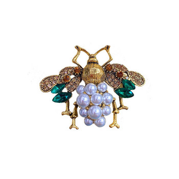 Νέα Vintage Pearl Crystal Bee καρφίτσα έντομο στρας Καρφίτσες πέτο Παλτό Πουλόβερ Κορσάζ πολυτελή κοσμήματα Καρφίτσες για πάρτι γάμου