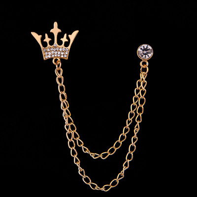 Nova korejska visokokvalitetna metalna kruna s resicama Broš igla Kristalna značka Igla za rever Korsaž za ovratnik odijela Dodaci Pokloni za muškarce