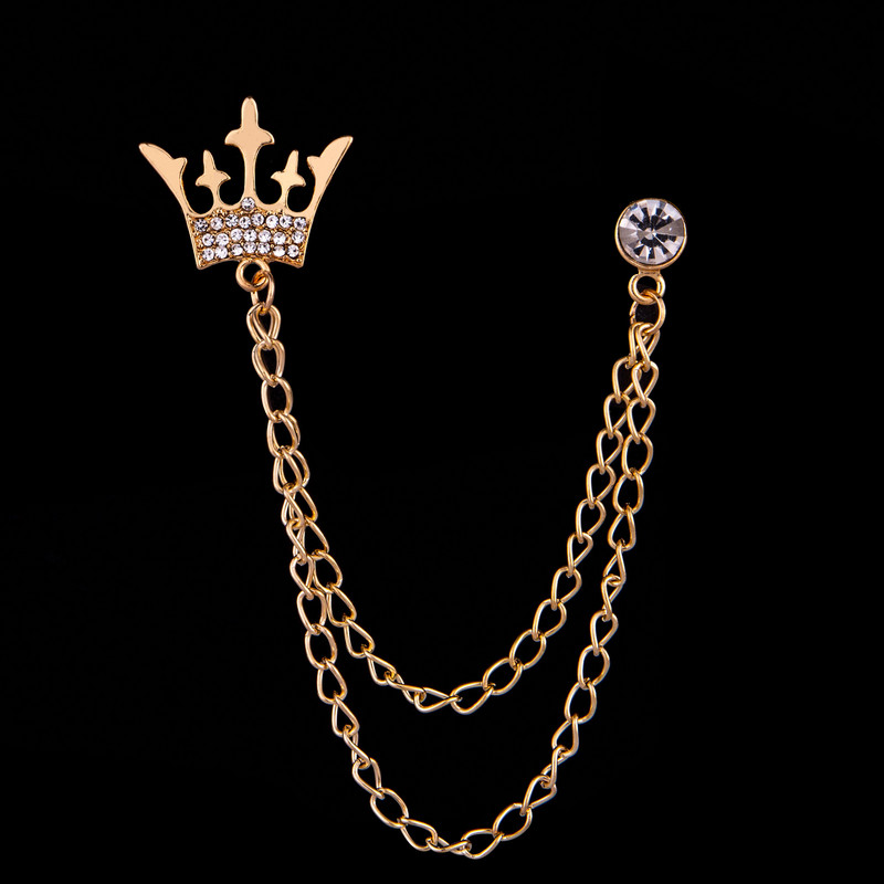 Nova korejska visokokvalitetna metalna kruna s resicama Broš igla Kristalna značka Igla za rever Korsaž za ovratnik odijela Dodaci Pokloni za muškarce