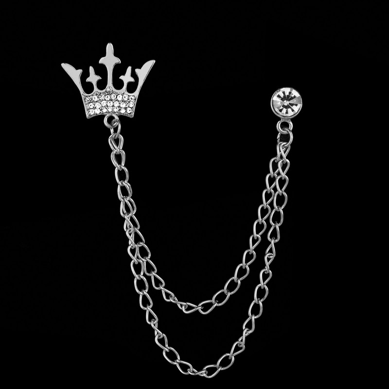 Nova korejska visokokvalitetna metalna kruna s resicama Broš igla Kristalna značka Igla za rever Korsaž za ovratnik odijela Dodaci Pokloni za muškarce