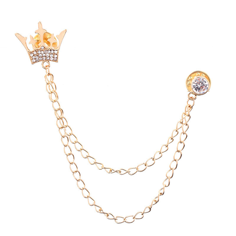 Nova korejska visokokvalitetna metalna kruna s resicama Broš igla Kristalna značka Igla za rever Korsaž za ovratnik odijela Dodaci Pokloni za muškarce