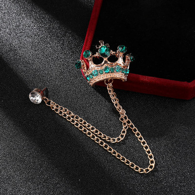 Vrhunski broš kruna s kristalnim kamenčićima broševi s resicama lančić igla za rever britanski stil muško odijelo ovratnik košulje luksuzni nakit