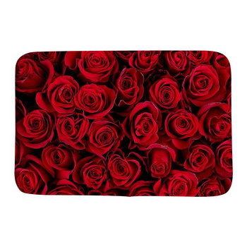 Κόκκινο τριαντάφυλλο χαλάκι μπάνιου Αντιολισθητικό λουλουδάτο μπλοκ ποδιών κρασιού για την ημέρα του Αγίου Βαλεντίνου Παλάκι κρεβατοκάμαρας Κουζίνα Μοκέτα λουλουδιών Ποιμενικό Χαλί δαπέδου Σπίτι