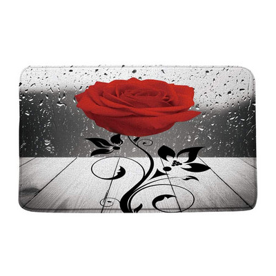 Crvena ruža Kupaonske prostirke Protuklizna Vinska cvjetna podloga za noge Valentinovo Otirač za spavaću sobu Kuhinja Pastoralno cvijeće Tepih Podna prostirka Kuća