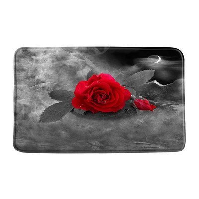 Crvena ruža Kupaonske prostirke Protuklizna Vinska cvjetna podloga za noge Valentinovo Otirač za spavaću sobu Kuhinja Pastoralno cvijeće Tepih Podna prostirka Kuća