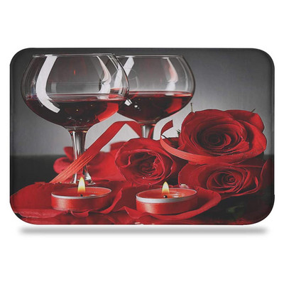 Crvena ruža Kupaonske prostirke Protuklizna Vinska cvjetna podloga za noge Valentinovo Otirač za spavaću sobu Kuhinja Pastoralno cvijeće Tepih Podna prostirka Kuća