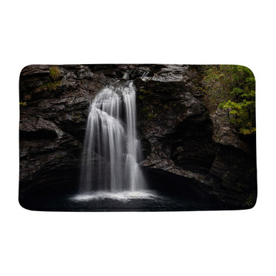 Zaļā meža ūdenskrituma ainava vannas paklājiņš Tropu džungļu augs sūnas ezera ainava atmiņas putas vannas istaba dušas paklājs virtuves paklājs