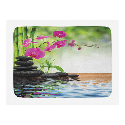 Prostirka za kupanje od zelenog bambusa, zen kamena, neklizajuća, ružičasti lotosov cvijet, šumski krajolik, memorijska pjena, kupaonski tepih za tuširanje, kuhinjski otirač, tepih