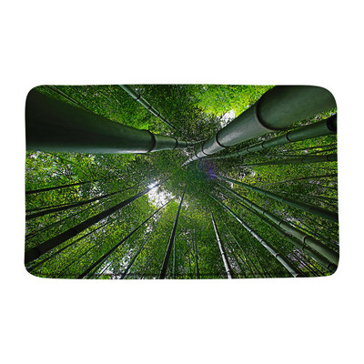 Prostirka za kupanje od zelenog bambusa, zen kamena, neklizajuća, ružičasti lotosov cvijet, šumski krajolik, memorijska pjena, kupaonski tepih za tuširanje, kuhinjski otirač, tepih