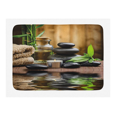 Prostirka za kupanje od zelenog bambusa, zen kamena, neklizajuća, ružičasti lotosov cvijet, šumski krajolik, memorijska pjena, kupaonski tepih za tuširanje, kuhinjski otirač, tepih
