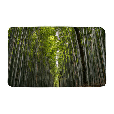 Prostirka za kupanje od zelenog bambusa, zen kamena, neklizajuća, ružičasti lotosov cvijet, šumski krajolik, memorijska pjena, kupaonski tepih za tuširanje, kuhinjski otirač, tepih