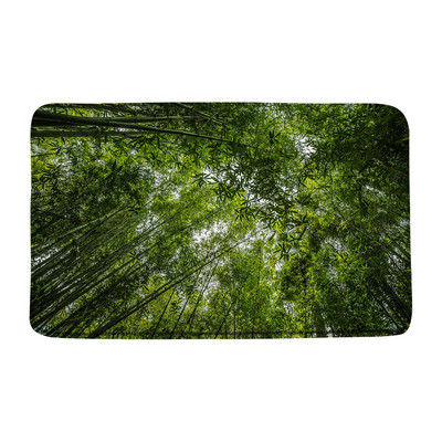 Prostirka za kupanje od zelenog bambusa, zen kamena, neklizajuća, ružičasti lotosov cvijet, šumski krajolik, memorijska pjena, kupaonski tepih za tuširanje, kuhinjski otirač, tepih