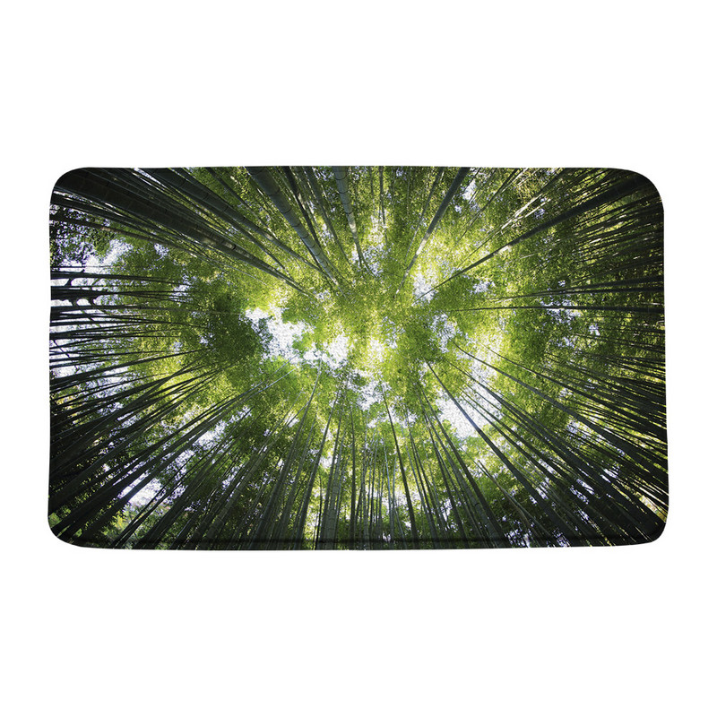 Prostirka za kupanje od zelenog bambusa, zen kamena, neklizajuća, ružičasti lotosov cvijet, šumski krajolik, memorijska pjena, kupaonski tepih za tuširanje, kuhinjski otirač, tepih