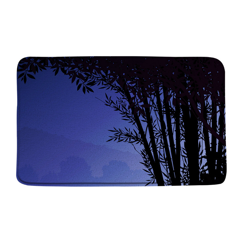 Prostirka za kupanje od zelenog bambusa, zen kamena, neklizajuća, ružičasti lotosov cvijet, šumski krajolik, memorijska pjena, kupaonski tepih za tuširanje, kuhinjski otirač, tepih