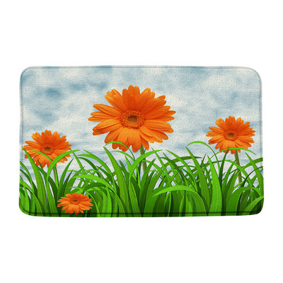 Bijele tratinčice Kupaonske prostirke Bez mulja Ružičasto narančasto cvijeće Odraz rose Cvjetni kupaonski tepisi Tepisi Unutarnji otirači Podna podloga