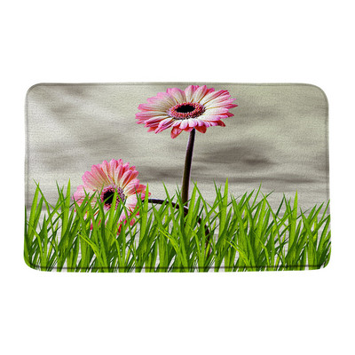 Bijele tratinčice Kupaonske prostirke Bez mulja Ružičasto narančasto cvijeće Odraz rose Cvjetni kupaonski tepisi Tepisi Unutarnji otirači Podna podloga