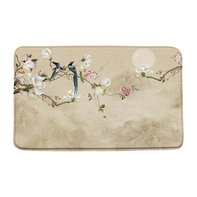 Cvijeće Ptice Prostirke za kupanje Kineski stil Cvjetne biljke u saksiji Kupaonski tepih Flanelski podni tepih Ulazni otirač Kućna protuklizna podloga