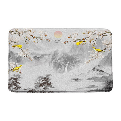 Cvijeće Ptice Prostirke za kupanje Kineski stil Cvjetne biljke u saksiji Kupaonski tepih Flanelski podni tepih Ulazni otirač Kućna protuklizna podloga