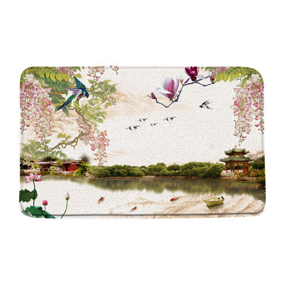 Cvijeće Ptice Prostirke za kupanje Kineski stil Cvjetne biljke u saksiji Kupaonski tepih Flanelski podni tepih Ulazni otirač Kućna protuklizna podloga
