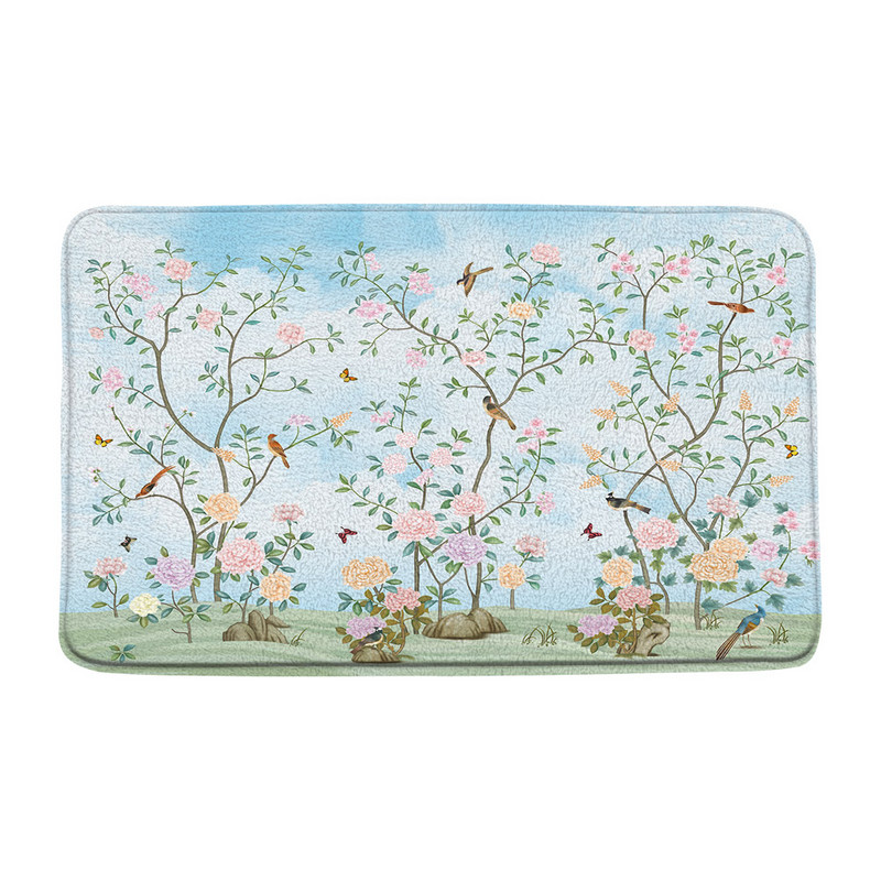Cvijeće Ptice Prostirke za kupanje Kineski stil Cvjetne biljke u saksiji Kupaonski tepih Flanelski podni tepih Ulazni otirač Kućna protuklizna podloga