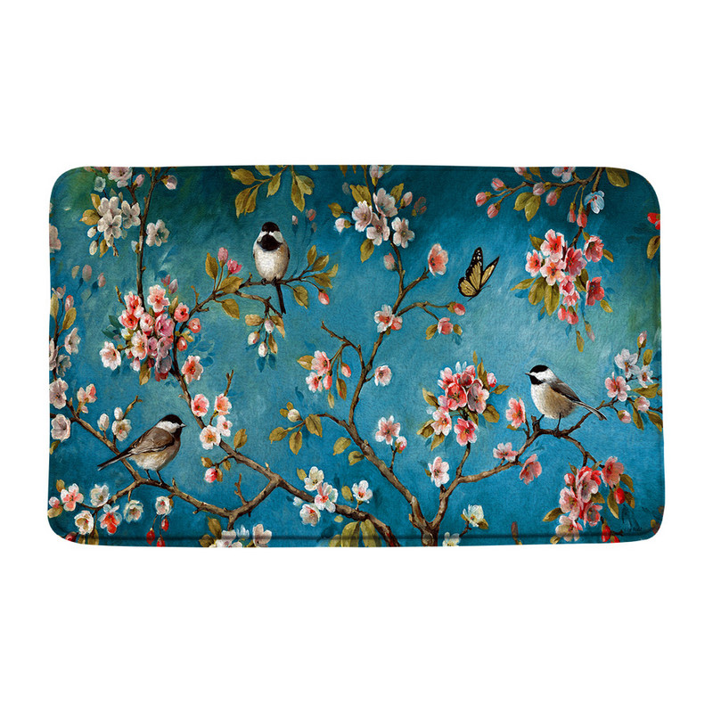 Cvijeće Ptice Prostirke za kupanje Kineski stil Cvjetne biljke u saksiji Kupaonski tepih Flanelski podni tepih Ulazni otirač Kućna protuklizna podloga