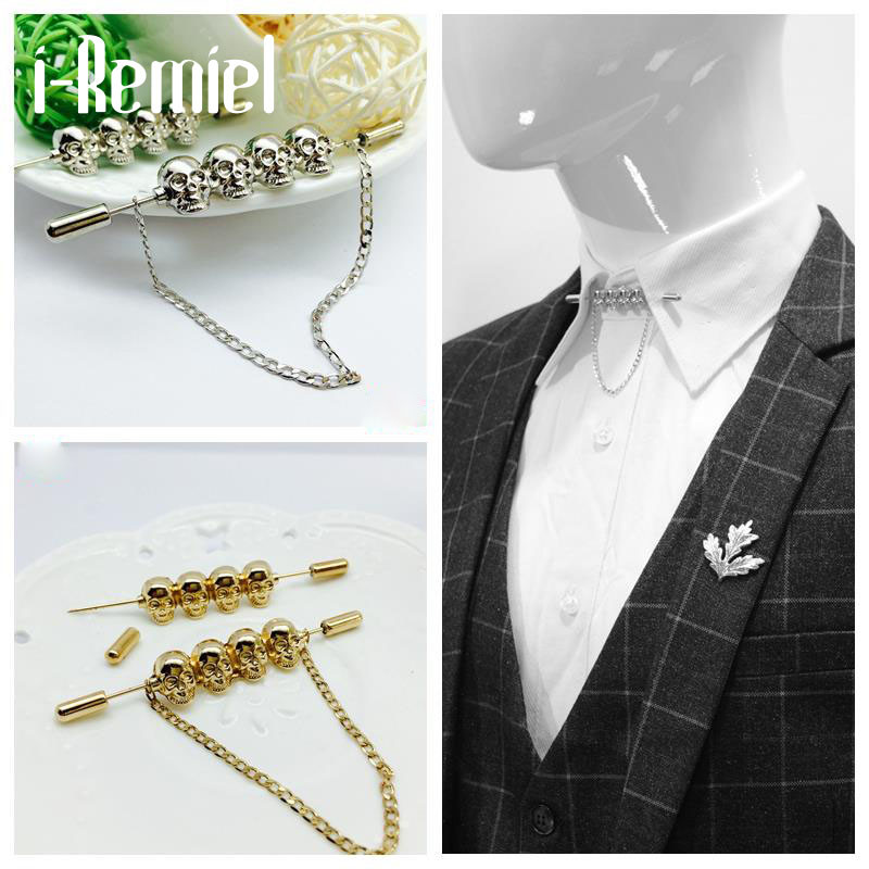 Broš broš broševi za igle muškarce trendi broš obložen kostur The New Hot Skull Engleska Ovratnik košulje rever Šipka za kravatu