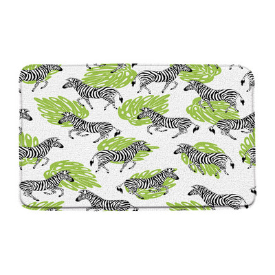 Leopard Zebra Prostirka za kupaonicu Tropske biljke Zeleno lišće Cvijet iz džungle Papiga Životinja Neklizajući kupaonski dekor Otirač Tepih Podna prostirka