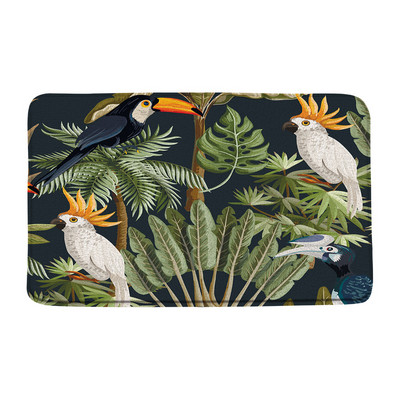 Leopard Zebra Prostirka za kupaonicu Tropske biljke Zeleno lišće Cvijet iz džungle Papiga Životinja Neklizajući kupaonski dekor Otirač Tepih Podna prostirka