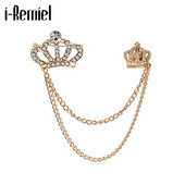 Korejas jauna metāla kronis piespraudes piespraudes grezna pušķu ķēde atloka piespraude Modes kristāla nozīmīte uzvalkam mēteļa apkakles aksesuāri vīriešiem