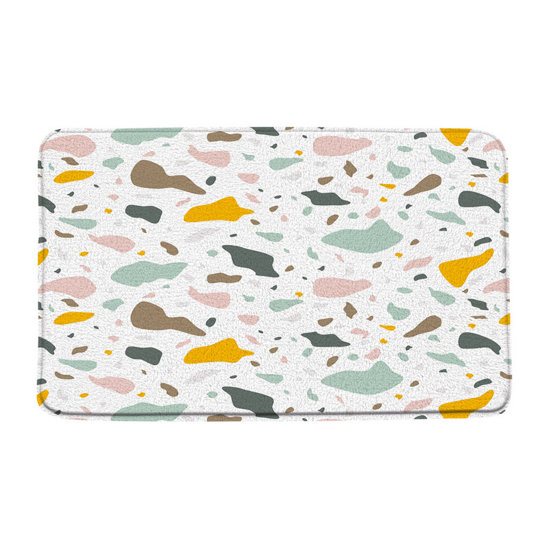 Mramorna prostirka za kupaonicu Moderna teraco stijena Apstraktna plava lomljeni kamen Geometrijski kreativni kupaonski tepih Otirač Kuhinjski WC Podni tepih