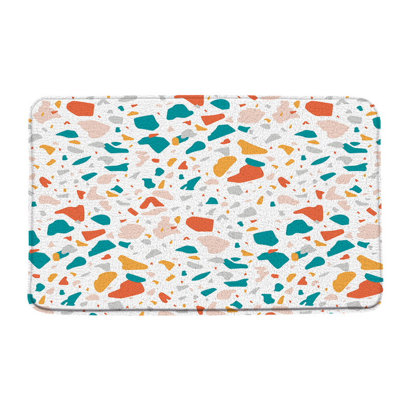 Mramorna prostirka za kupaonicu Moderna teraco stijena Apstraktna plava lomljeni kamen Geometrijski kreativni kupaonski tepih Otirač Kuhinjski WC Podni tepih