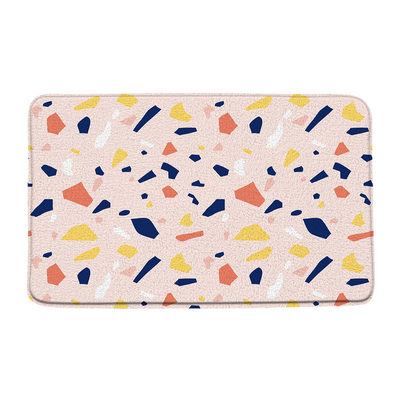 Mramorna prostirka za kupaonicu Moderna teraco stijena Apstraktna plava lomljeni kamen Geometrijski kreativni kupaonski tepih Otirač Kuhinjski WC Podni tepih