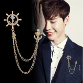 Korejas modes pušķis stūres piespraudes enkurs Rhinestone žetons vīriešu uzvalks krekls atloks Piesprādzēt Greznas rotaslietas sievietēm Aksesuāri